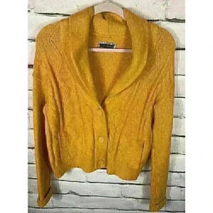 Pilcro Womens Size XS Yellow Long Sleeve Button Up Sweater Collared Oversized